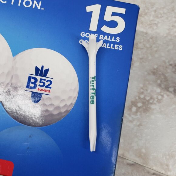 8 B52 Bomber Distance Golf Balls w/ 3 Turf Tees White Zero Friction Partial Pack - Picture 5 of 8